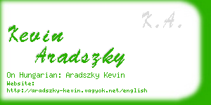 kevin aradszky business card